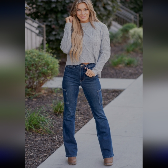 Judy Blue Denim - Judy Blue High Waist Cargo Bootcut Denim Jeans